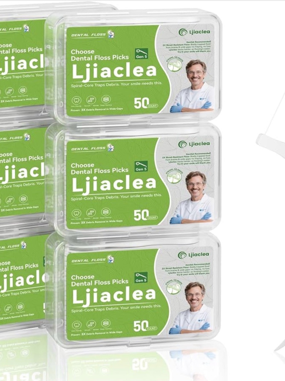 Green Dental Floss Picks - 50 Count
